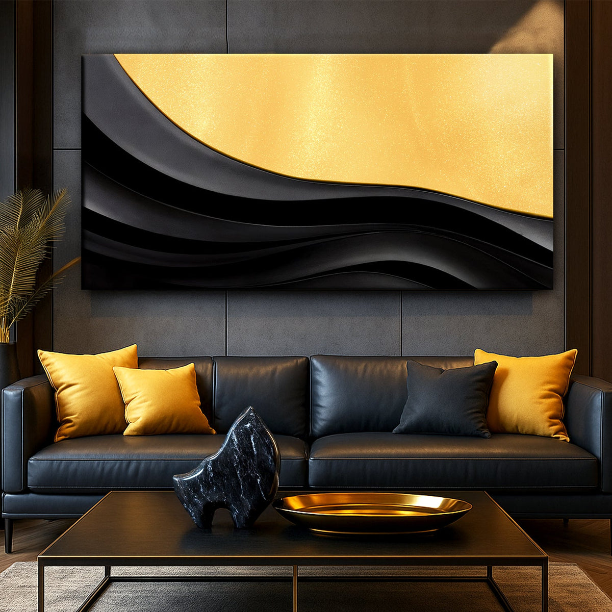 Black And Gold Minimalist Abstract Canvas Wall Art VIII