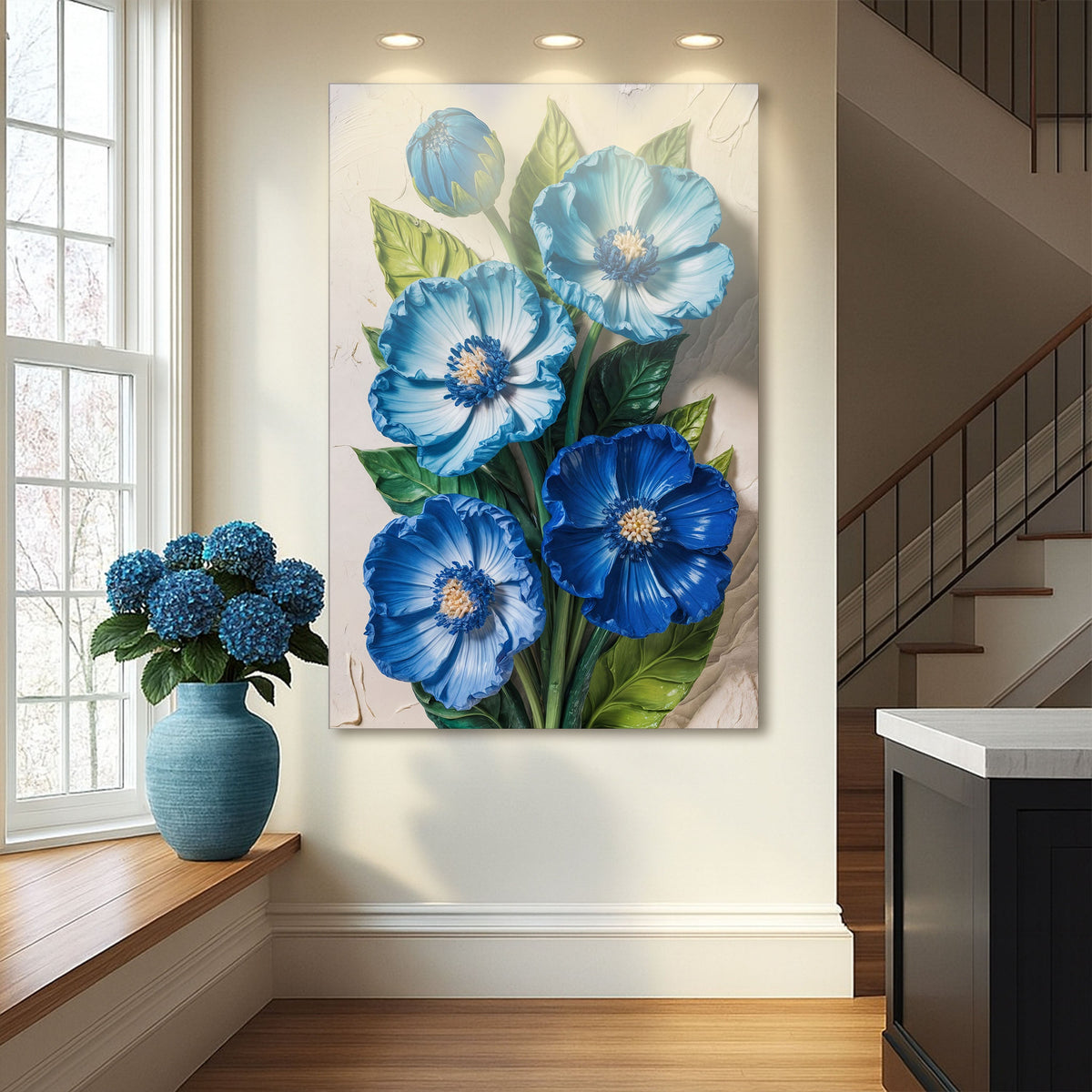 Blue Blossom Bouquet Canvas Wall Art