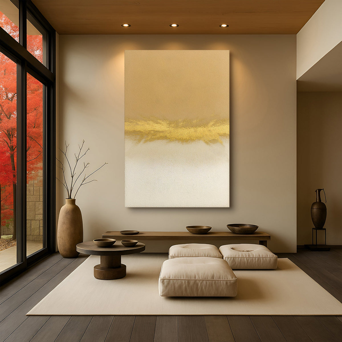 Minimalist White And Gold Canvas Wall Art