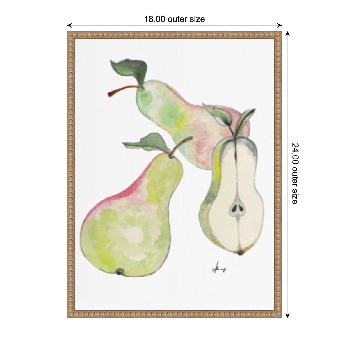 Sylvie Watercolor Green Pears Framed Canvas by Viola Kreczmer