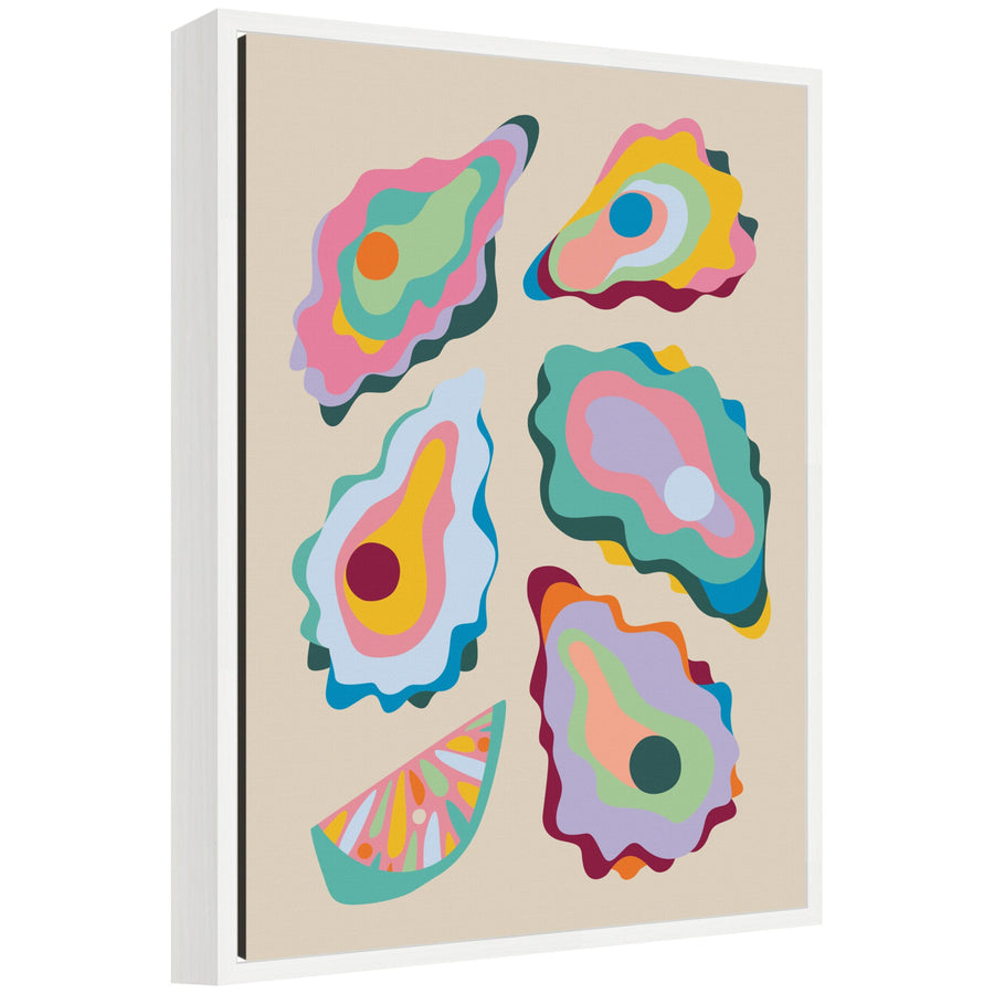 Sylvie Coastal Oysters and Lemon Framed Canvas by Rachel Lee