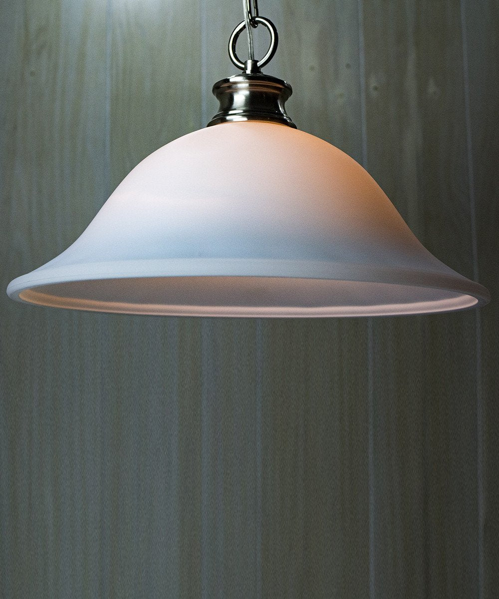 Entertainer Plug-In Swag Pendant Light, Milky White Glass, Polished Nickel Finish, 16"W