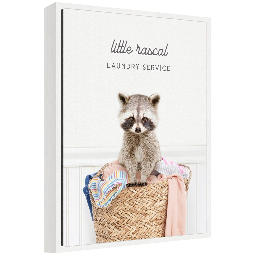 Sylvie Raccoon Little Rascal Laundry Service Framed Canvas by Amy Peterson