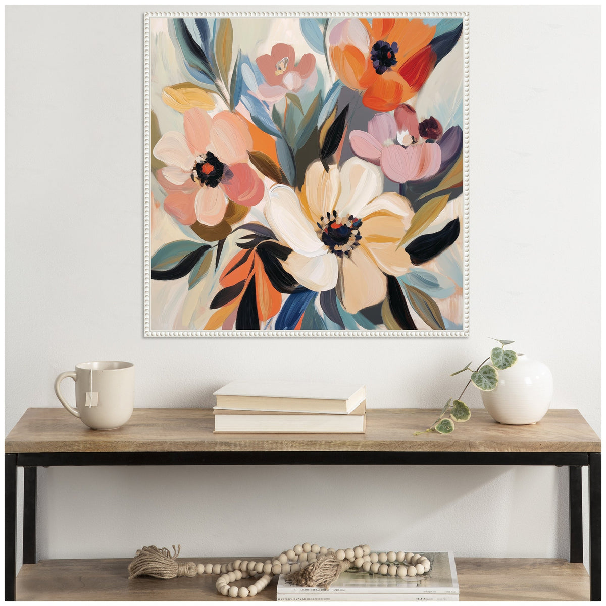 Sylvie Garden Bloom Abstract Bouquet I Framed Canvas by The Creative Bunch Studio