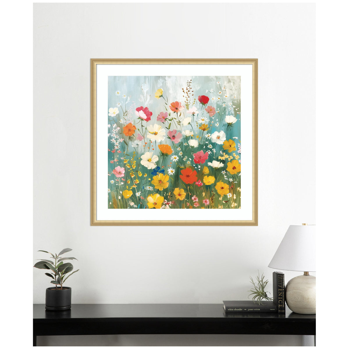 Framed Art Boho Wildflower Garden by The Creative Bunch Studio