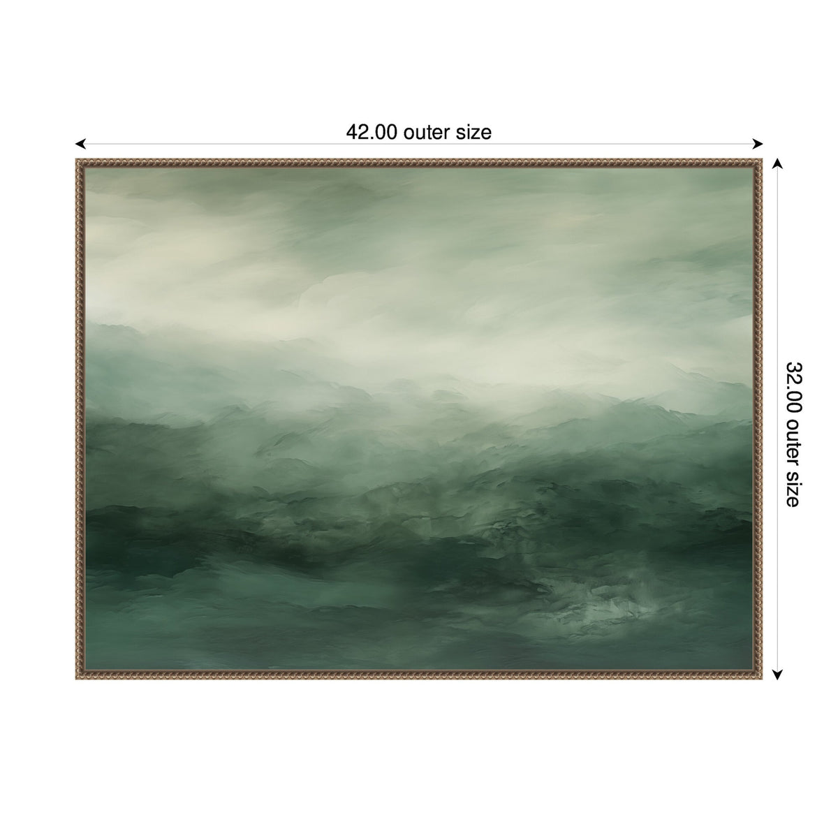 Tonal Abstract Comforting Sage Emerald Forest Green Landscape Horizontal by The Creative Bunch Studio Framed Canvas Wall Art Print