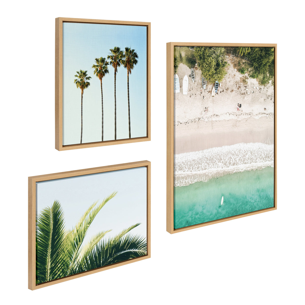 Sylvie Tropical Beach Framed Canvas Set of 3