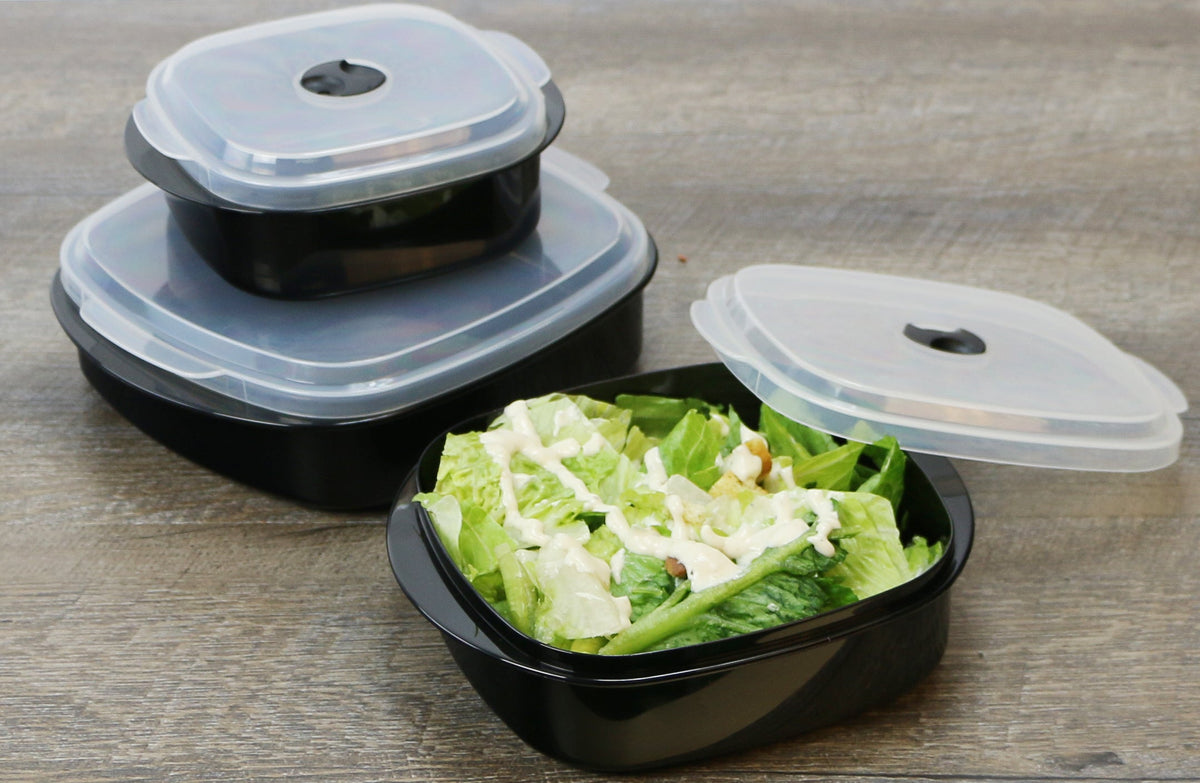 6-Piece Microwave Cookware & Storage Bowl Set, Black