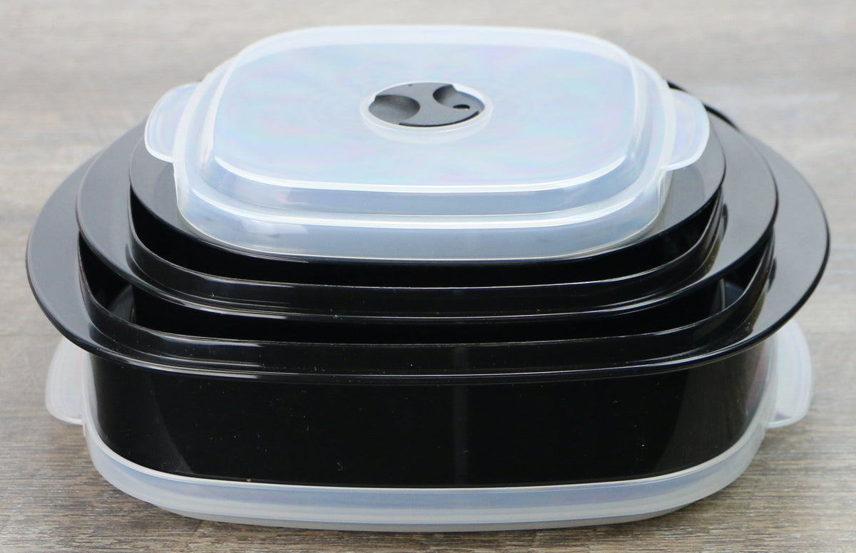 6-Piece Microwave Cookware & Storage Bowl Set, Black