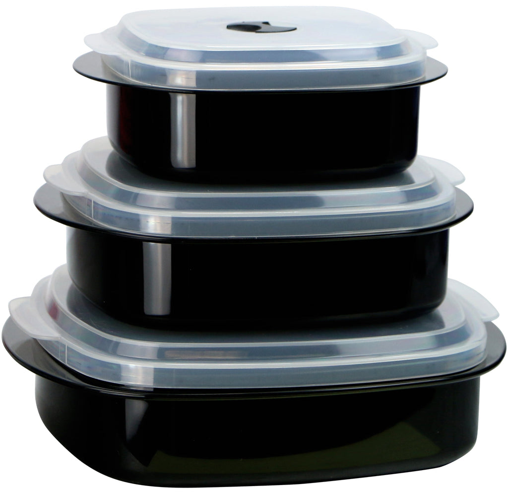 6-Piece Microwave Cookware & Storage Bowl Set, Black