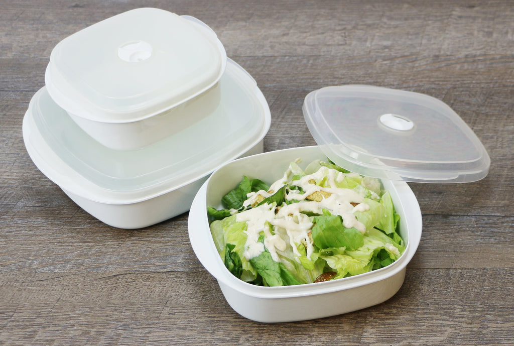 6-Piece Microwave Cookware & Storage Bowl Set, White