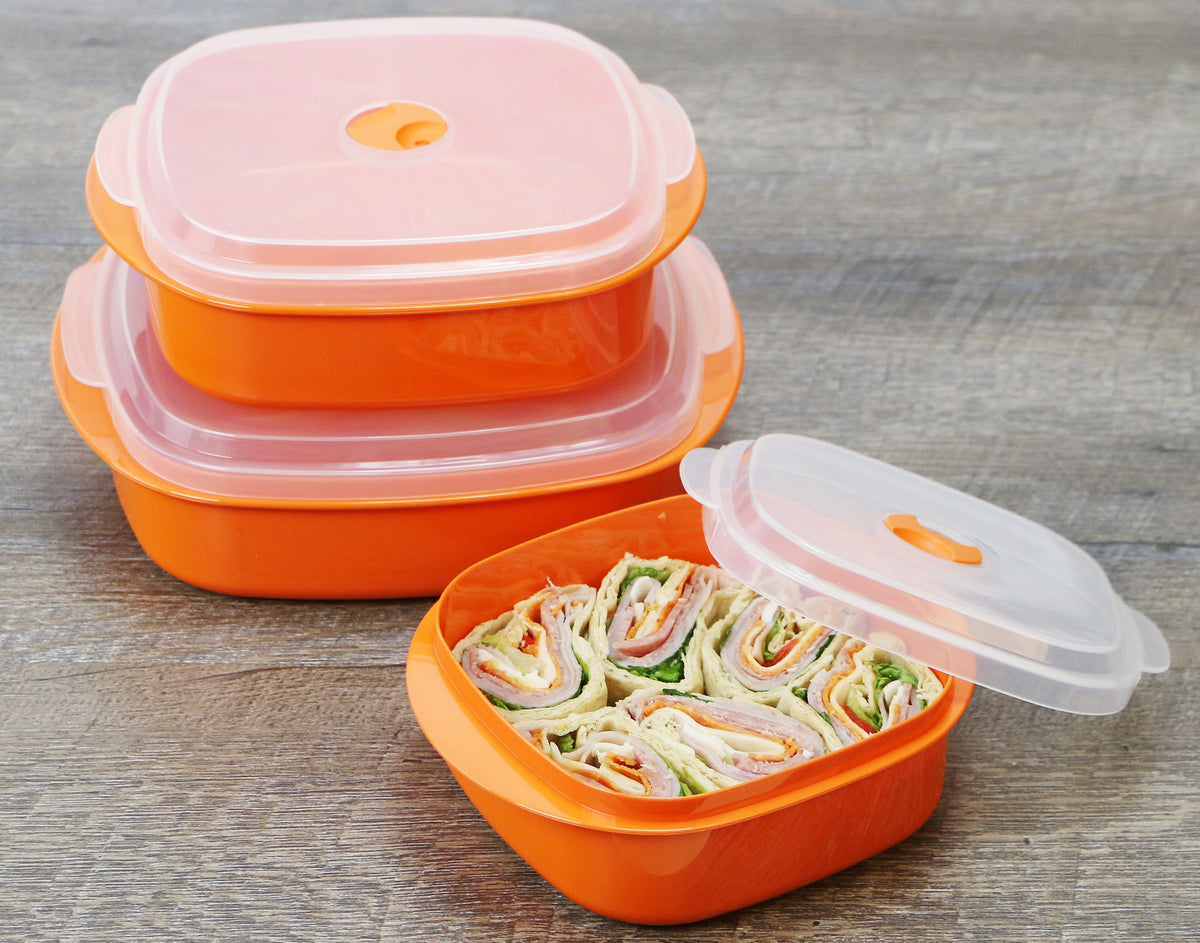 6-Piece Microwave Cookware & Storage Bowl Set, Orange