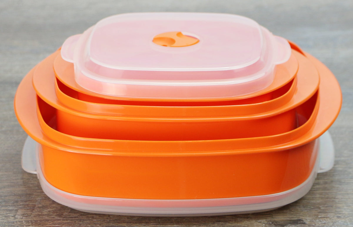 6-Piece Microwave Cookware & Storage Bowl Set, Orange