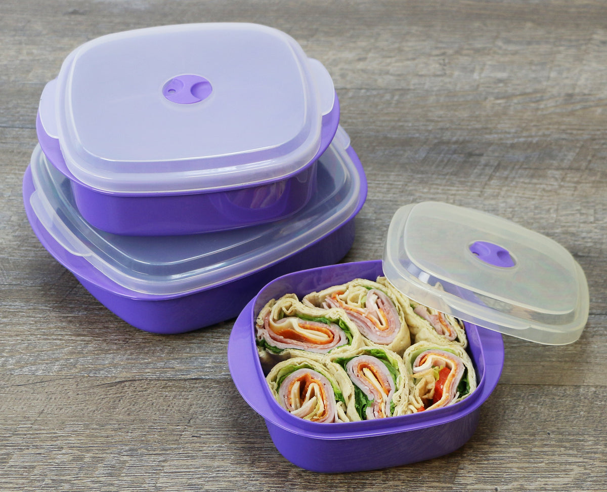 6-Piece Microwave Cookware & Storage Bowl Set, Purple