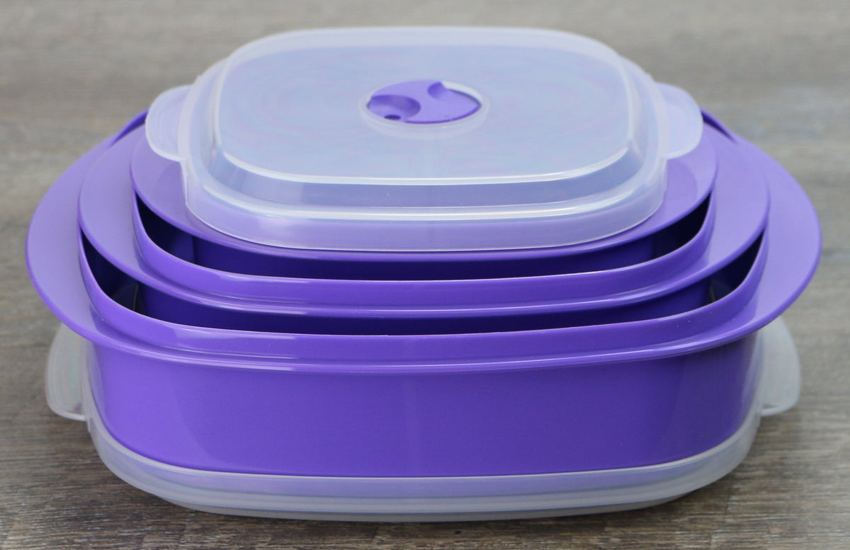 6-Piece Microwave Cookware & Storage Bowl Set, Purple