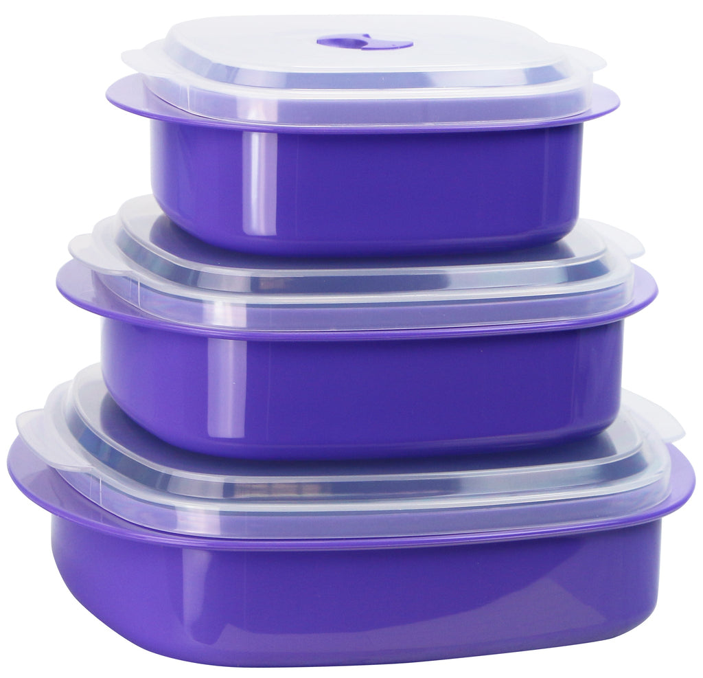 6-Piece Microwave Cookware & Storage Bowl Set, Purple