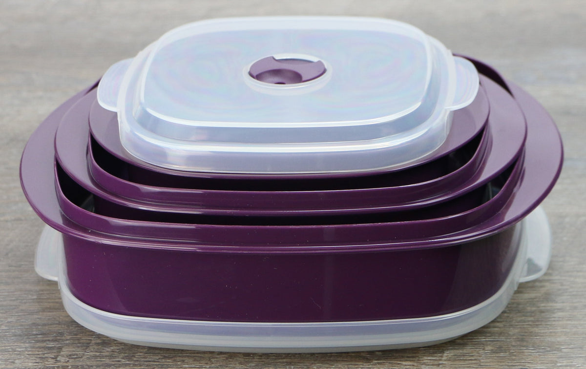 6-Piece Microwave Cookware & Storage Bowl Set, Plum