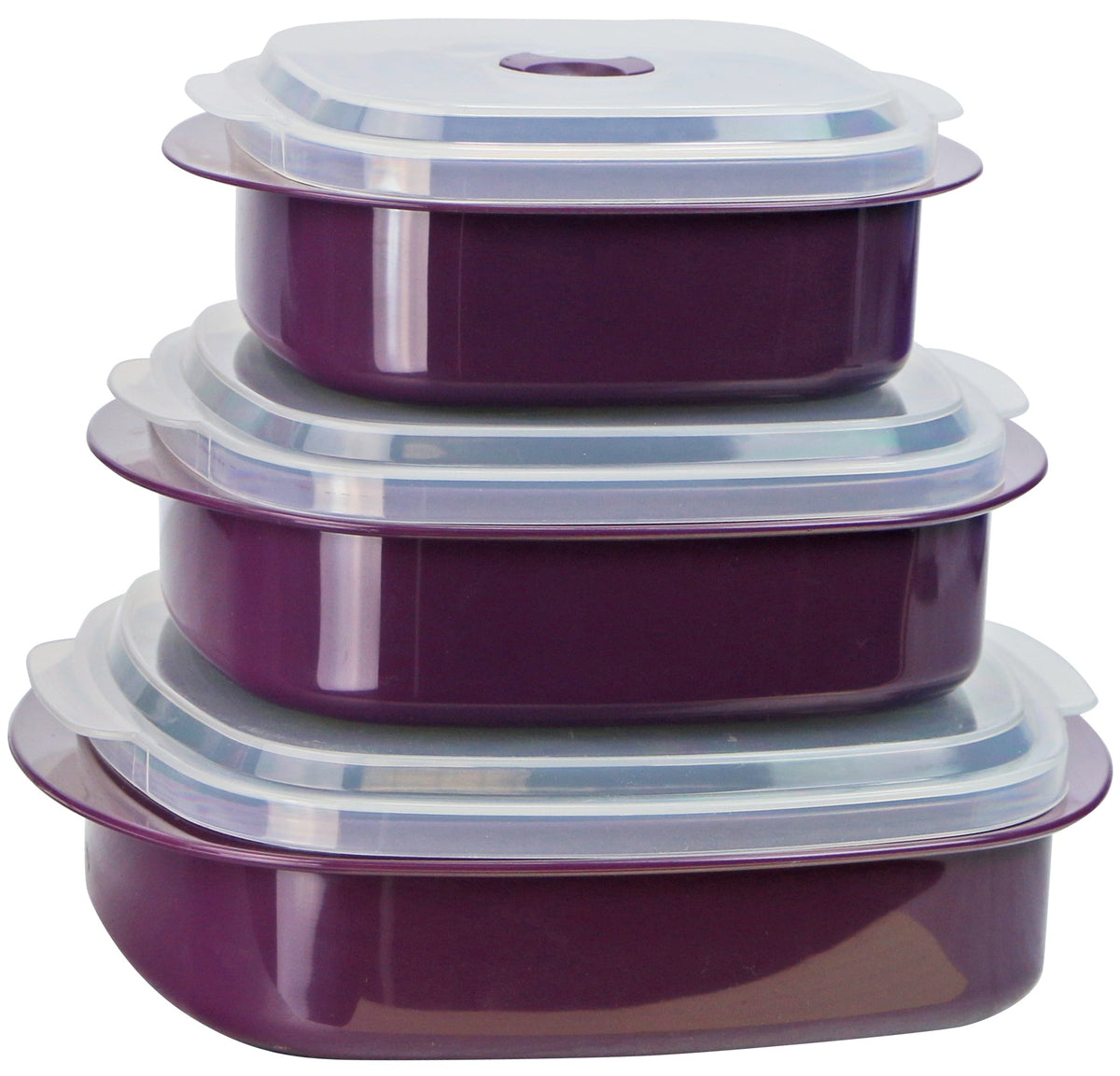 6-Piece Microwave Cookware & Storage Bowl Set, Plum