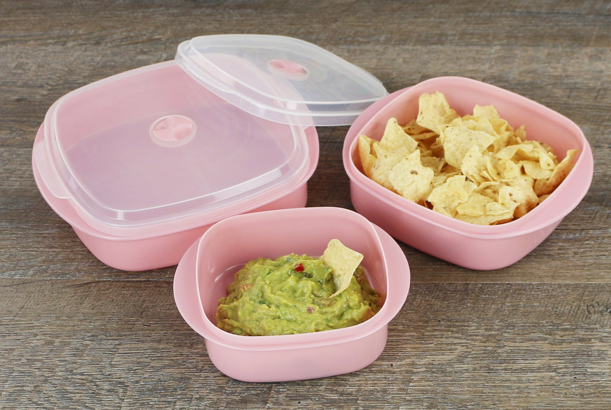 6-Piece Microwave Cookware & Storage Bowl Set, Pink