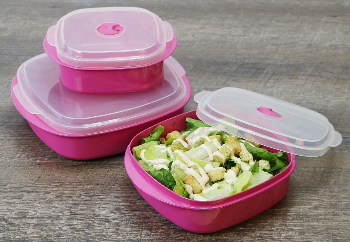 6-Piece Microwave Cookware & Storage Bowl Set, Magenta
