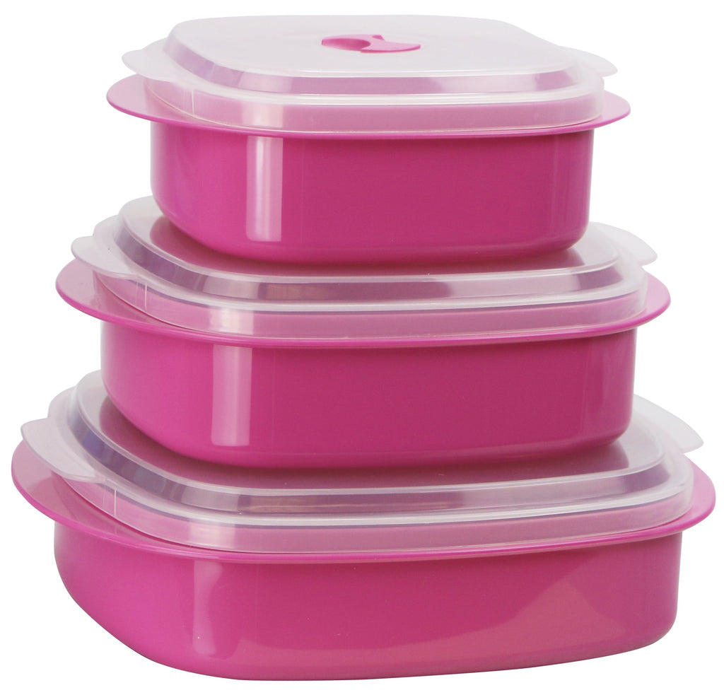 6-Piece Microwave Cookware & Storage Bowl Set, Magenta