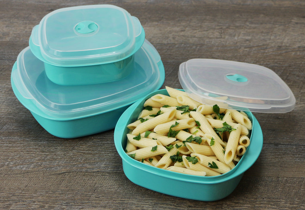 6-Piece Microwave Cookware & Storage Bowl Set, Turquoise