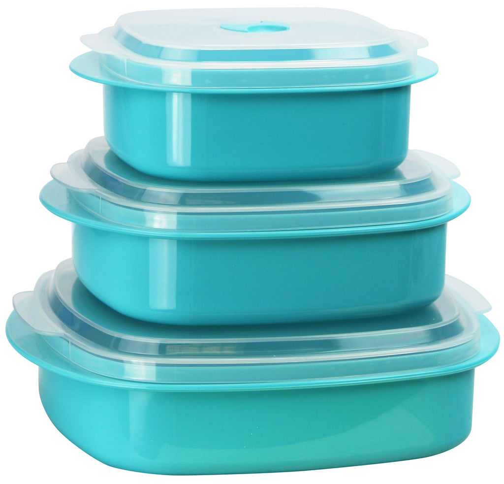 6-Piece Microwave Cookware & Storage Bowl Set, Turquoise