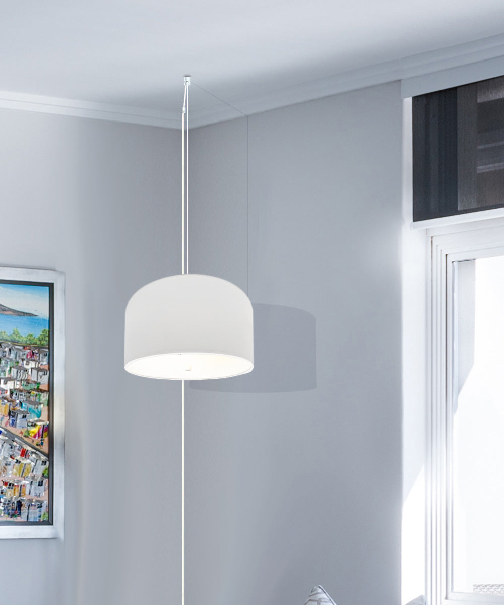 Home Concept 2-Light Plug-In Swag Pendant Light 14"w White Shade with Diffuser, White Cord