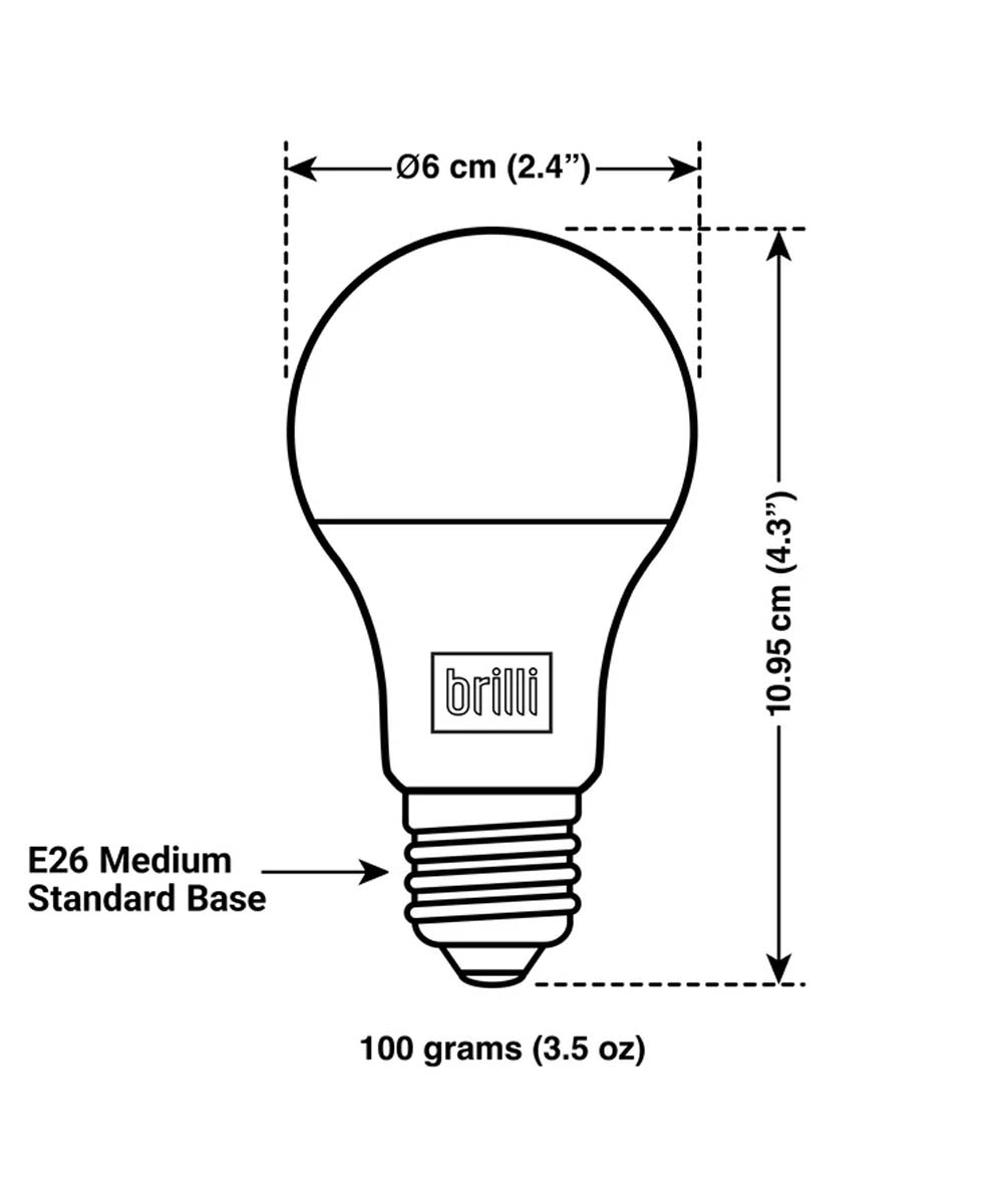 Brilli Wind Down A21 Dimmable LED Light Bulbs, 100W Equivalent, 2700K, 6-Pack