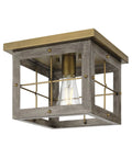 Progress Lighting Hedgerow 1-Light 11"w Flush Mount Ceiling Light Fixture Aged Oak Farmhouse Indoor