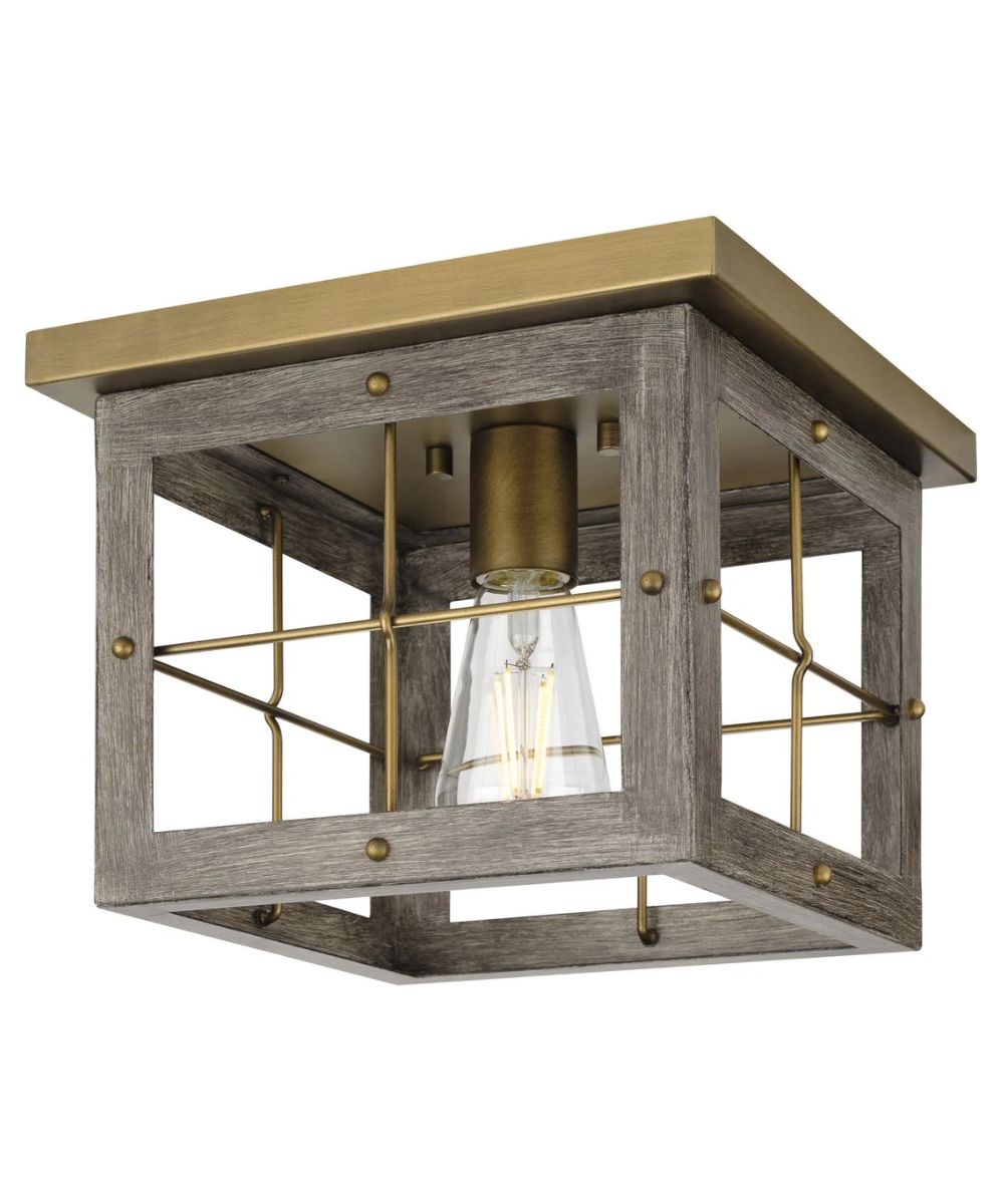 Progress Lighting Hedgerow 1-Light 11"w Flush Mount Ceiling Light Fixture Aged Oak Farmhouse Indoor