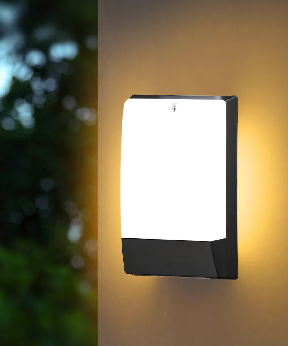 Heath Zenith LED Dusk-to-Dawn Outdoor Wall Pack Light, Low Profile, Black with White Shade, 10"H