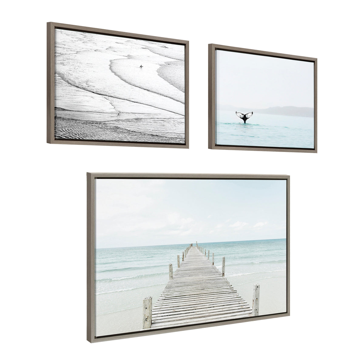 Sylvie Ocean Beach Framed Canvas Set of 3