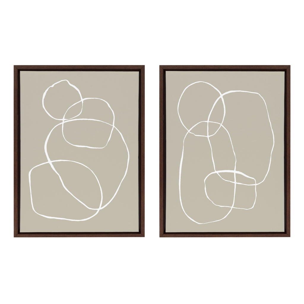 Sylvie Beige Going in Circles Framed Canvas Set of 2 by Teju Reval of SnazzyHues