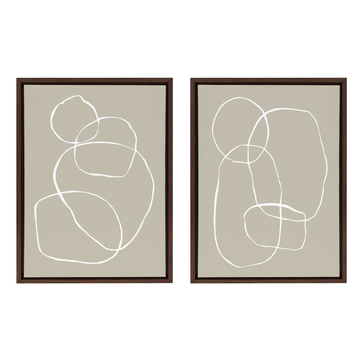 Sylvie Beige Going in Circles Framed Canvas Set of 2 by Teju Reval of SnazzyHues