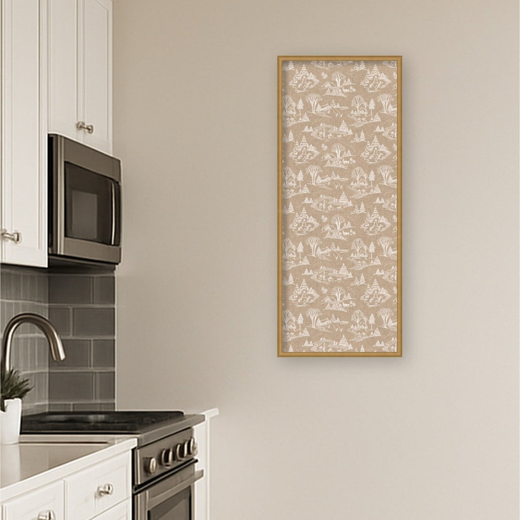 Kate and Laurel Framed Fabric Pinboard Wonderland White Toile