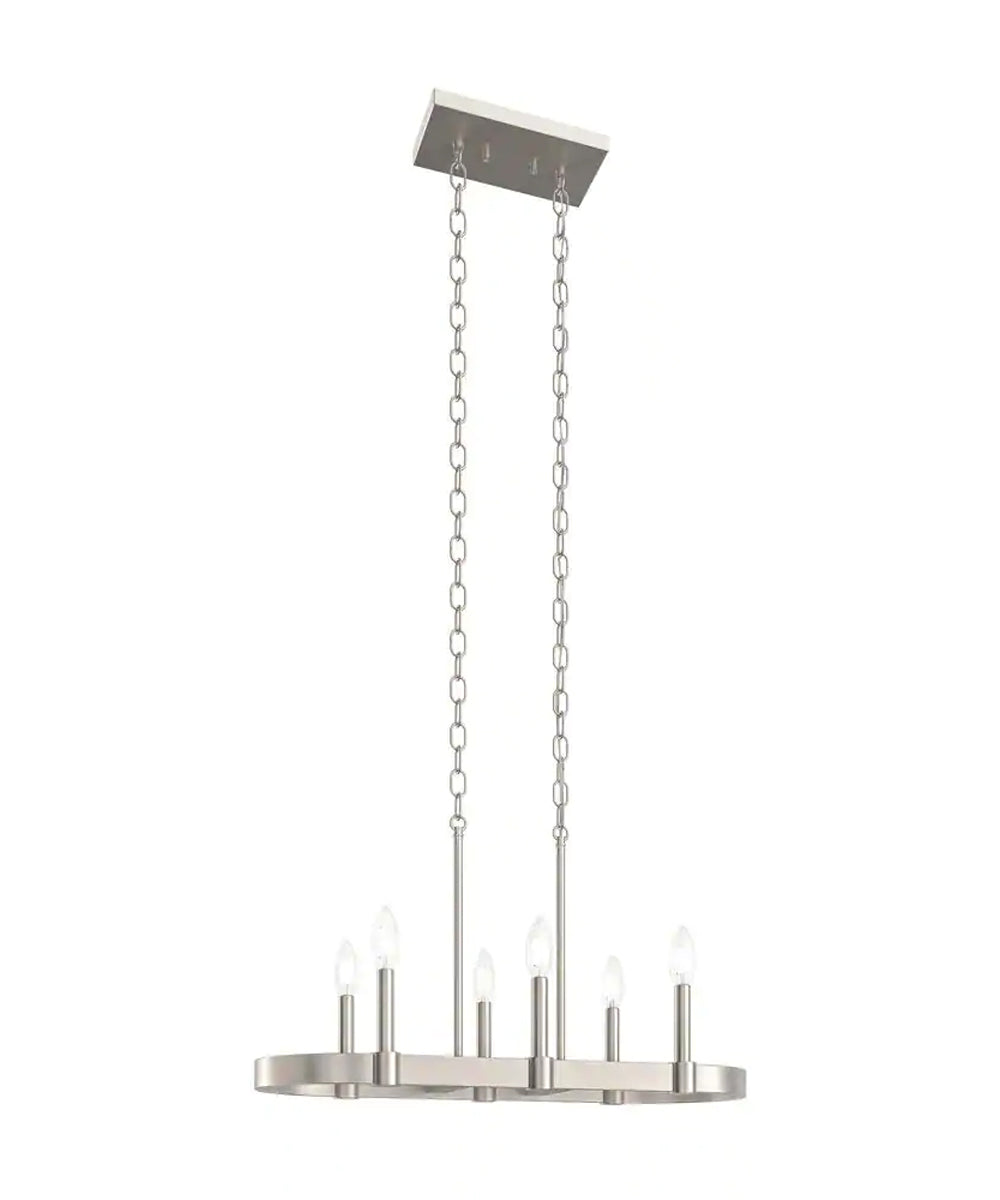 Kichler Brene 28"W 6-light Linear Farmhouse Chandelier Brushed Nickel Finish