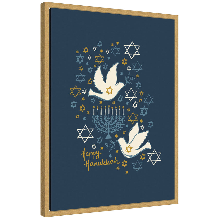 Sylvie Framed Canvas Love and Light Happy Hanukkah by Vicky Yorke