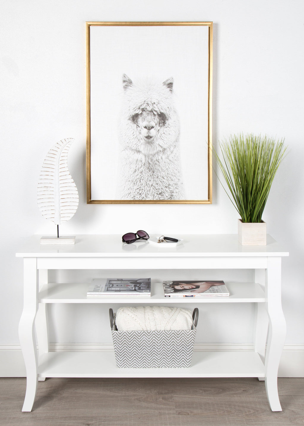 Sylvie Hairy Alpaca Framed Canvas by Simon Te of Tai Prints