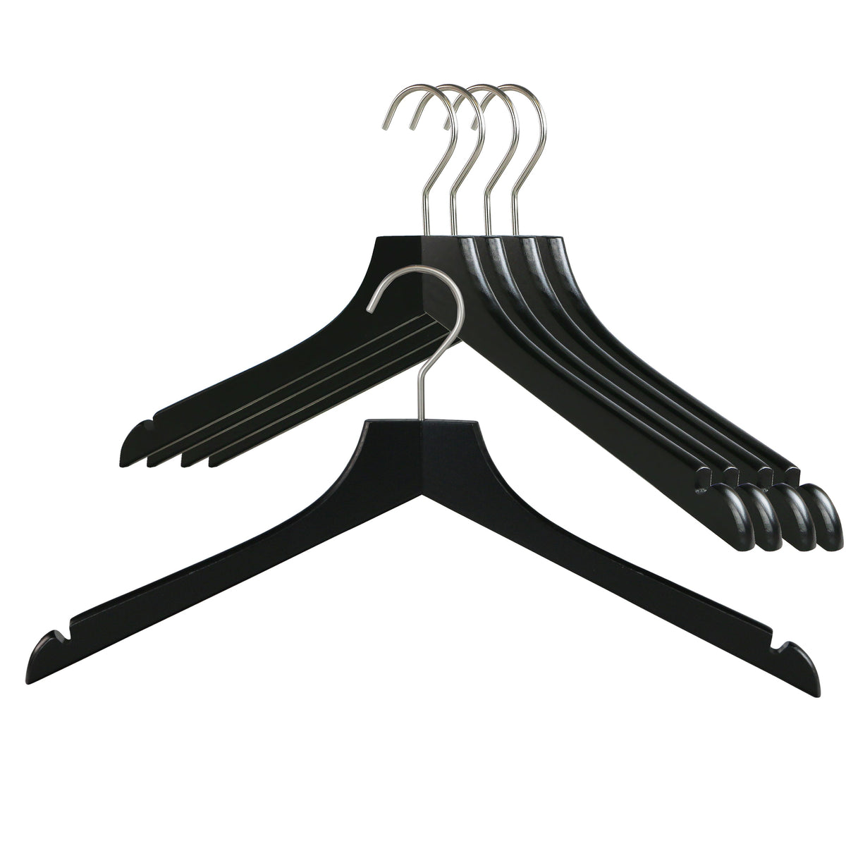 MAWA Metropolis Bodyform Profi 45/RE Shirt Hanger with Shoulder Notches, Black, Silver Hook