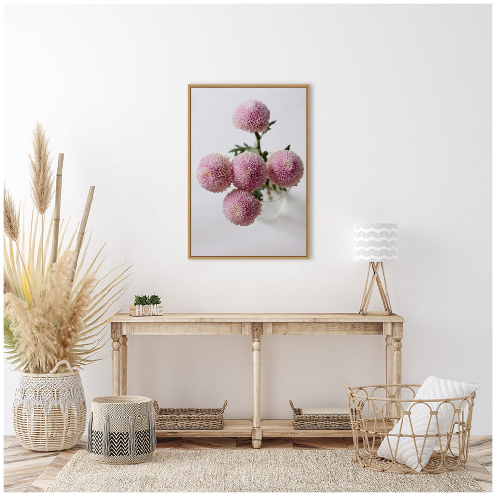 Sylvie Bouquet of Pastel Pink Dahlias Framed Canvas by Kristy Campbell