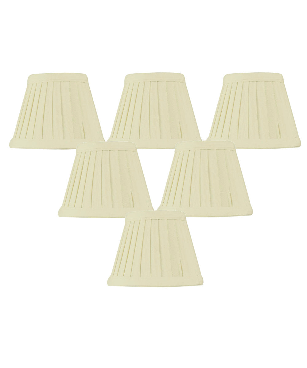 Home Concept Set of 6 Crisp Linen Pleated Clip-on Candelabra Lamp Shade - 5"W x 4" Slant Height