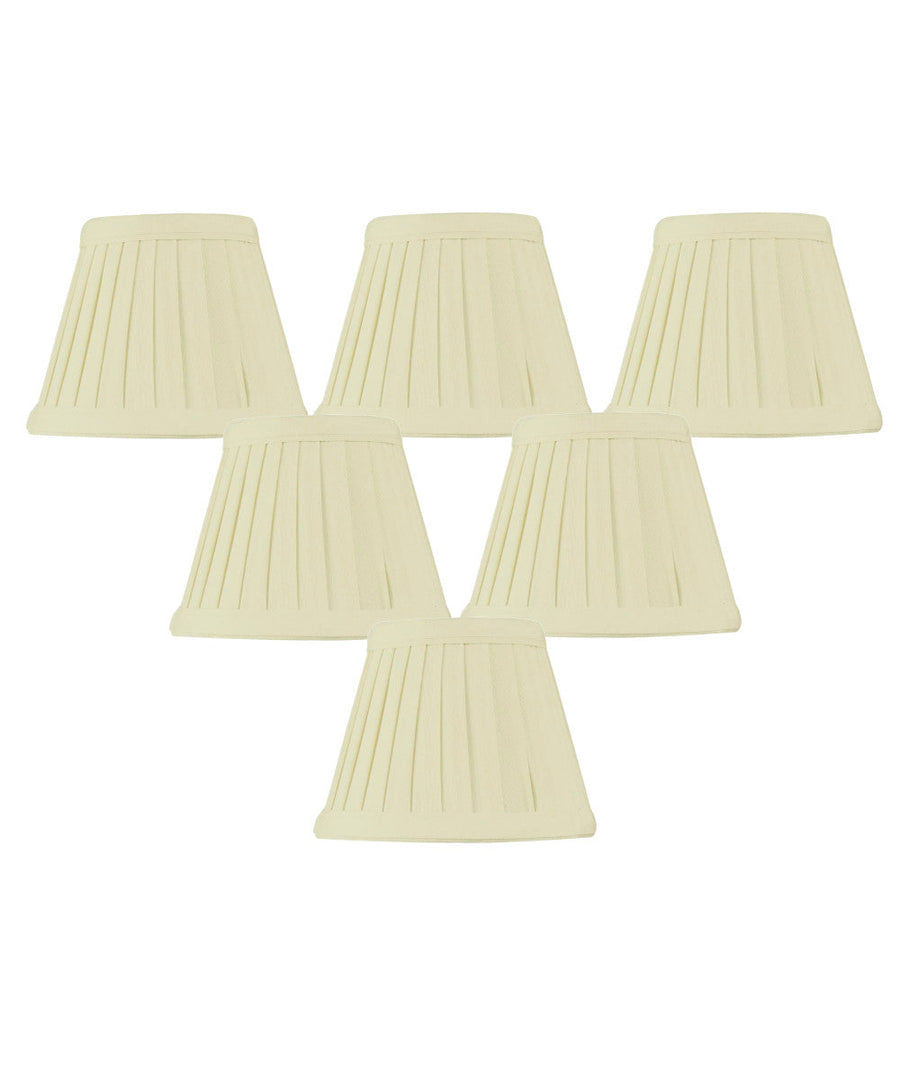 Home Concept Set of 6 Crisp Linen Pleated Clip-on Candelabra Lamp Shade - 5"W x 4" Slant Height