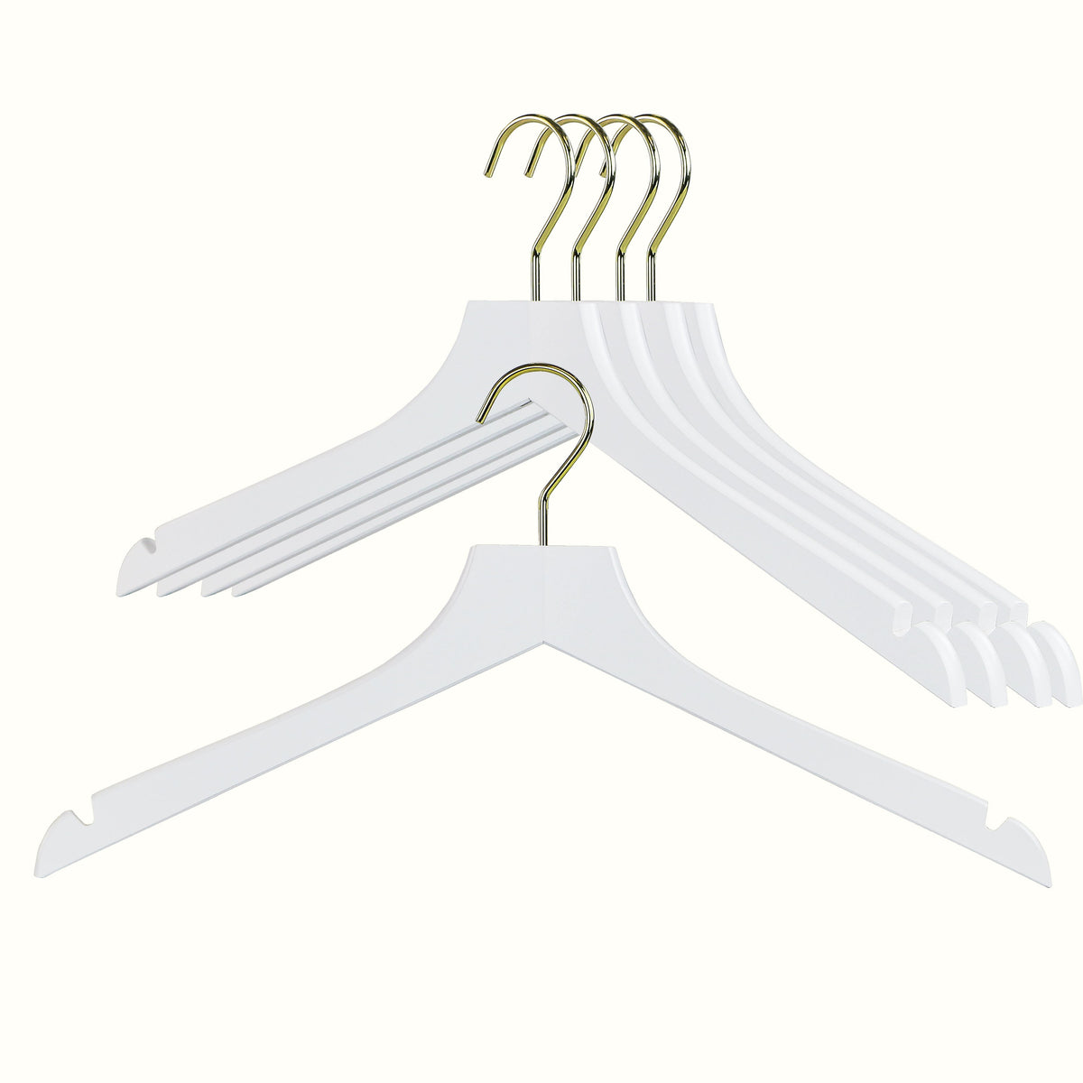 MAWA Metropolis Bodyform Profi 45/RE Shirt Hanger with Shoulder Notches, White, Gold Hook