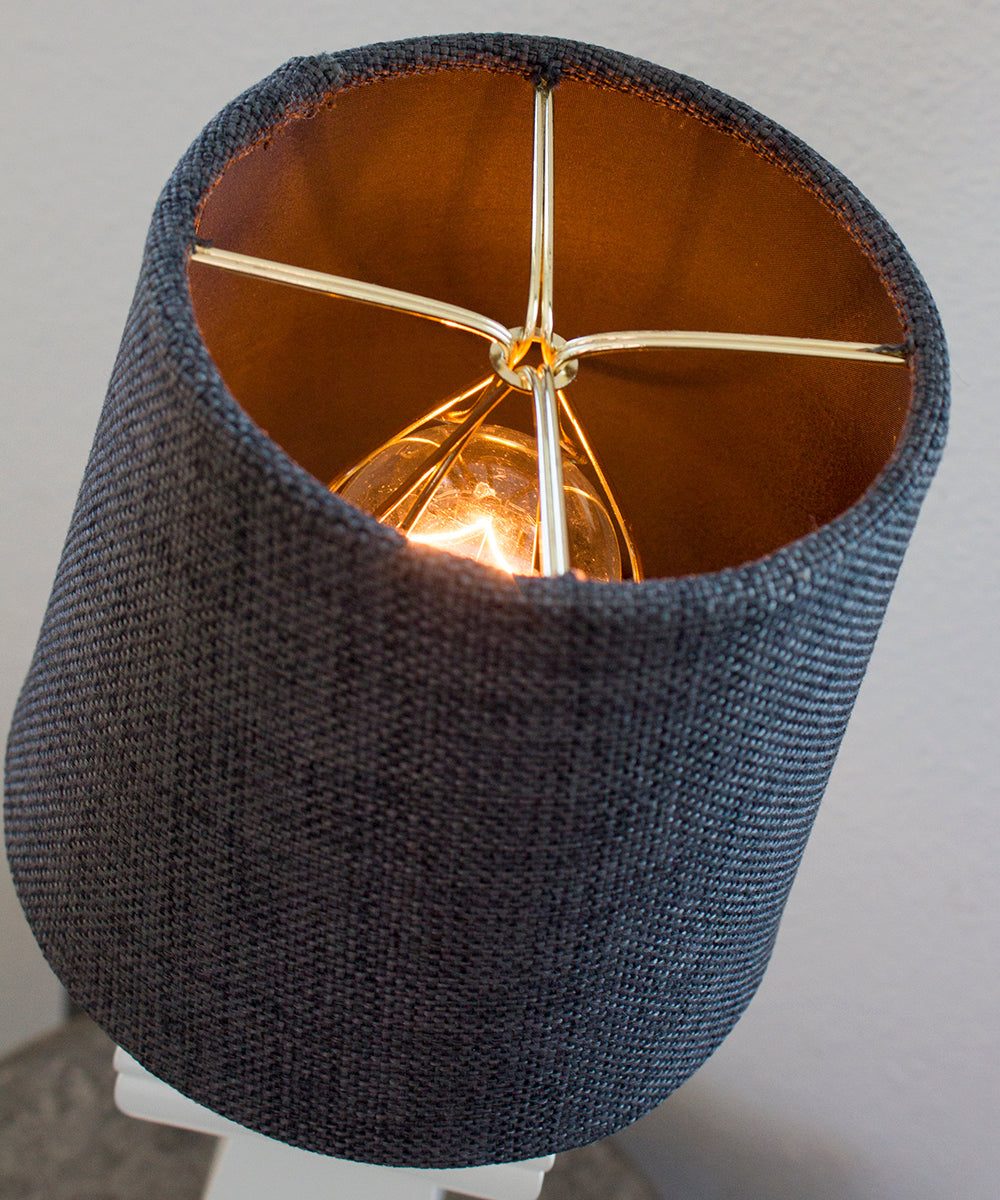 Home Concept Granite Gray Burlap Drum Clip-On Lamp Shades, Set of 6, 6"W x 5"H