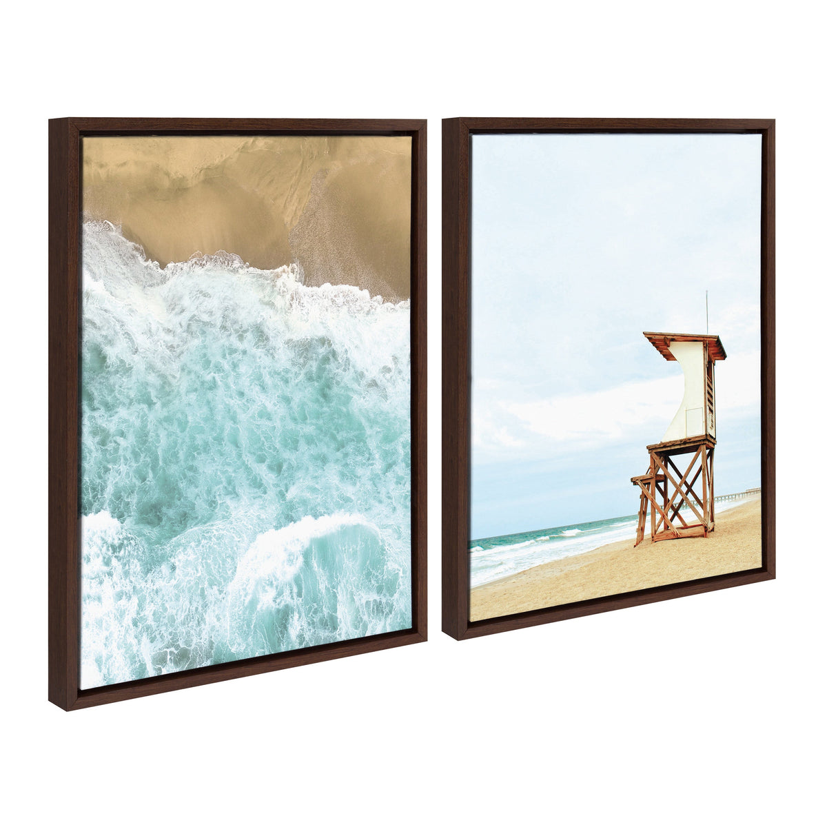 Sylvie Ocean Beach Framed Canvas Set of 2 by The Creative Bunch Studio