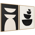 Sylvie White Geometric Abstract and Black Geometric Abstract Framed Canvas Art Set of 2 by July Art Prints