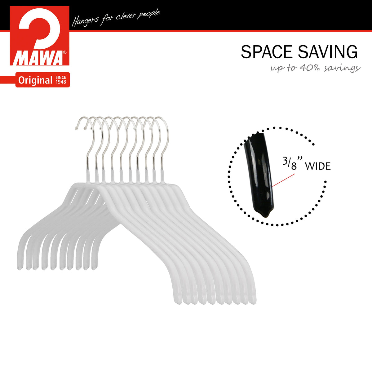 MAWA Silhouette 41-F Hanger, White