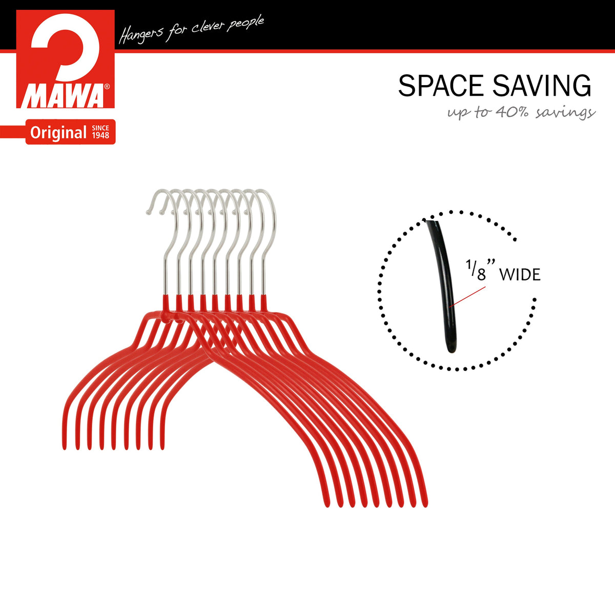 MAWA Silhouette Ultra Thin 42-FT Hanger, New Red