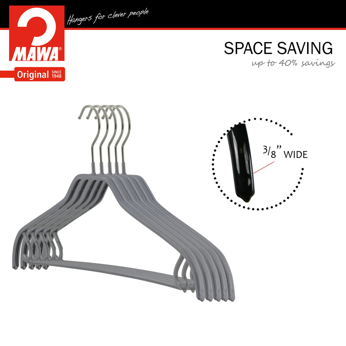 MAWA Silhouette 41-FRS Hanger with Pant Bar & Skirt Hooks, Silver